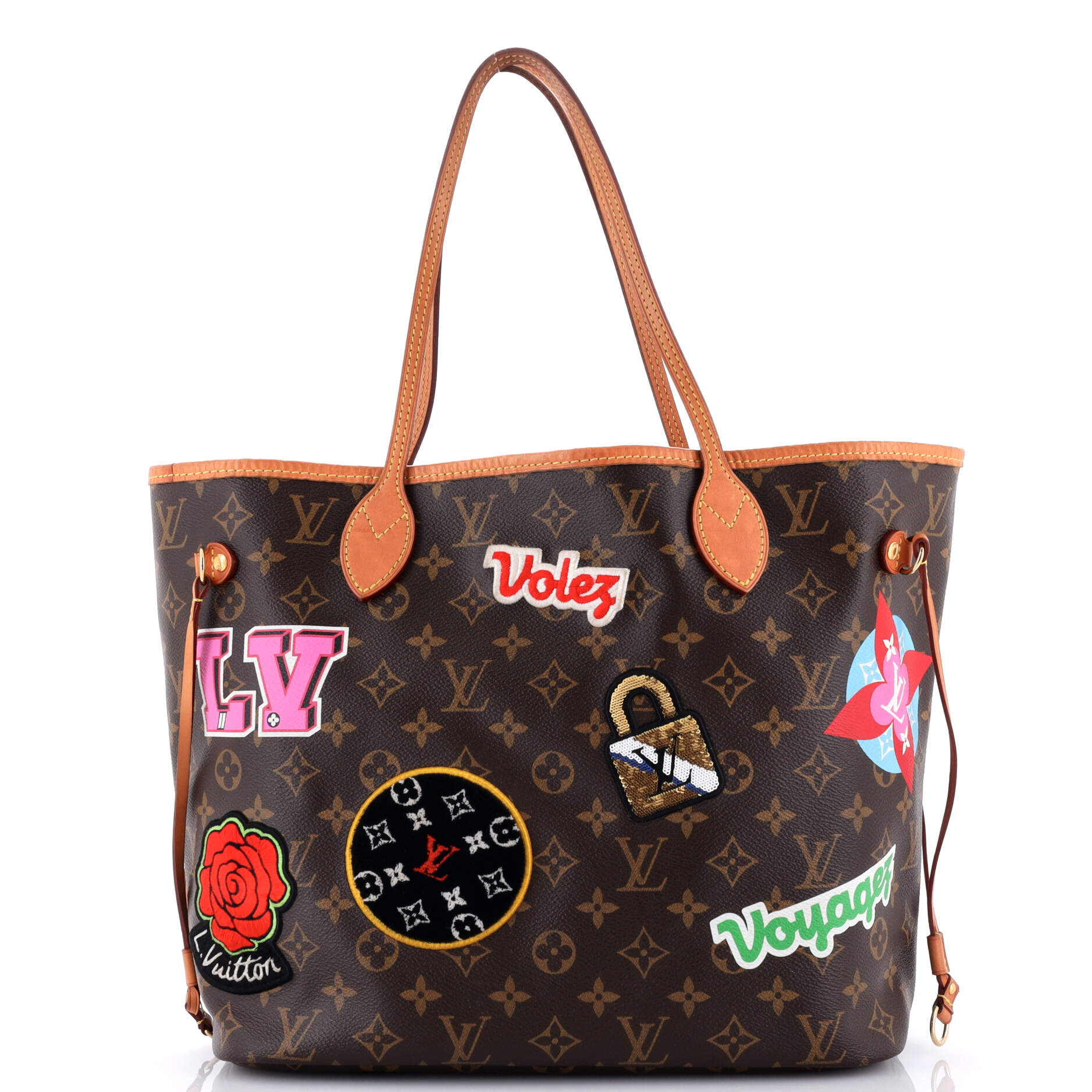 2860 Neverfull NM Tote Limited Edition Patches Monogram Canvas MM