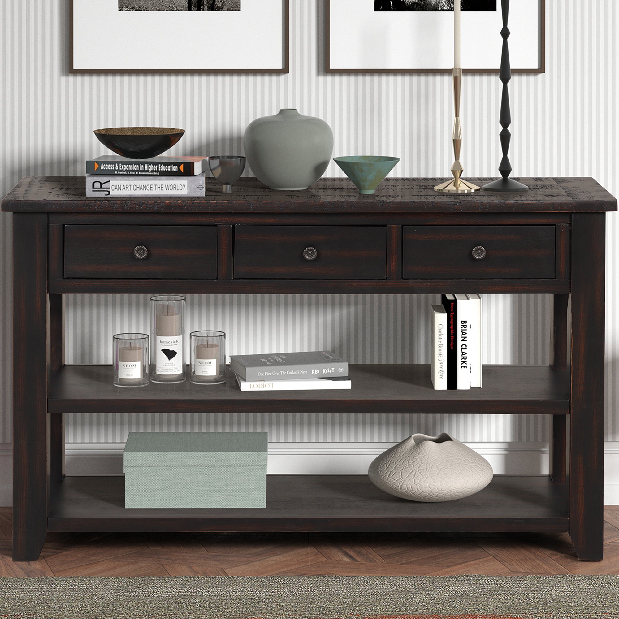 2594 Streamdale 48" Solid Pine Wood Top Console Table