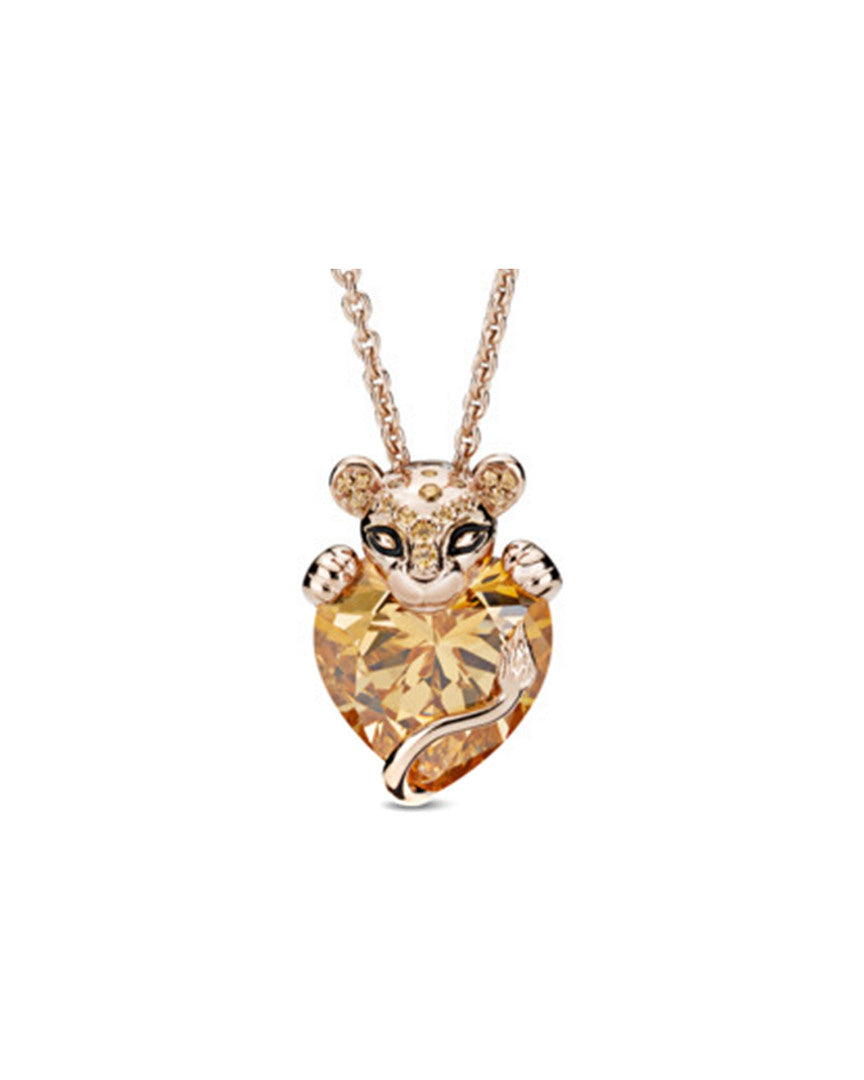 2000 Pandora Rose CZ Sparkling Lioness Heart Pendant Necklace
