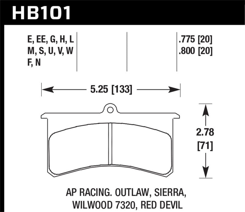 HAWK PERFORMANCE Hawk Blue 9012 Wilwood SL/AP Racing/Outlaw 20mm Race Brake Pads