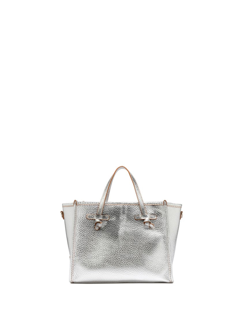 2934 Marcella 32 Shopping Bag In Silver Double Bubble Leather