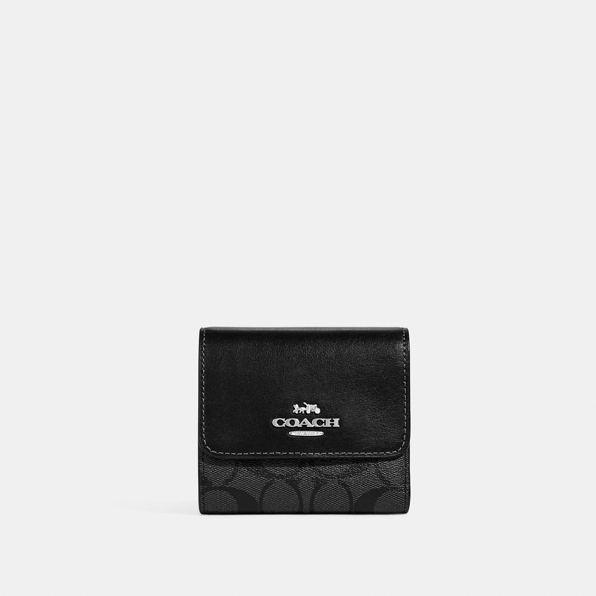 2037 Coach Outlet Small Trifold Wallet In Blocked Signature Canvas