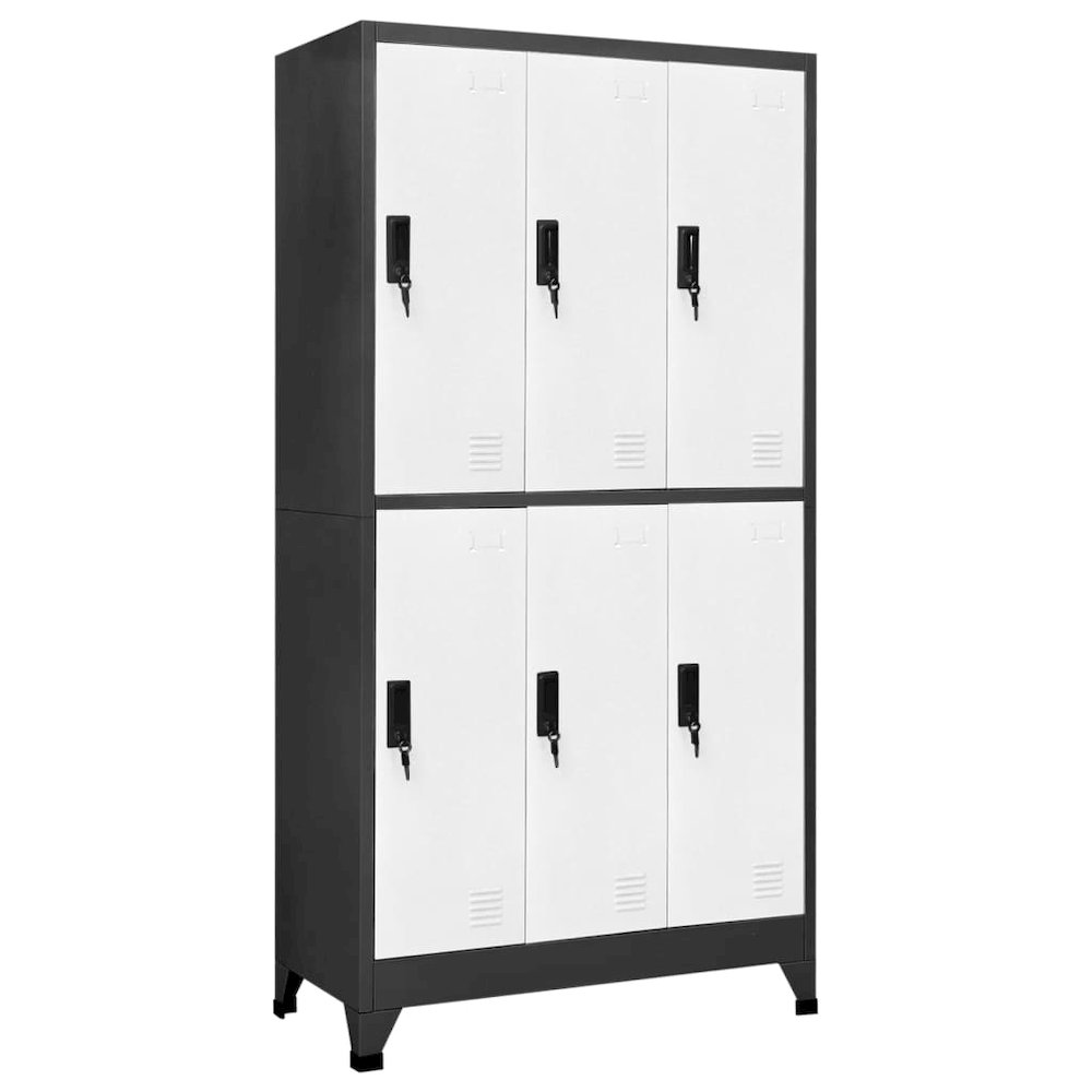 2736 Locker Cabinet Anthracite and White 35.4"x17.7"x70.9" Steel