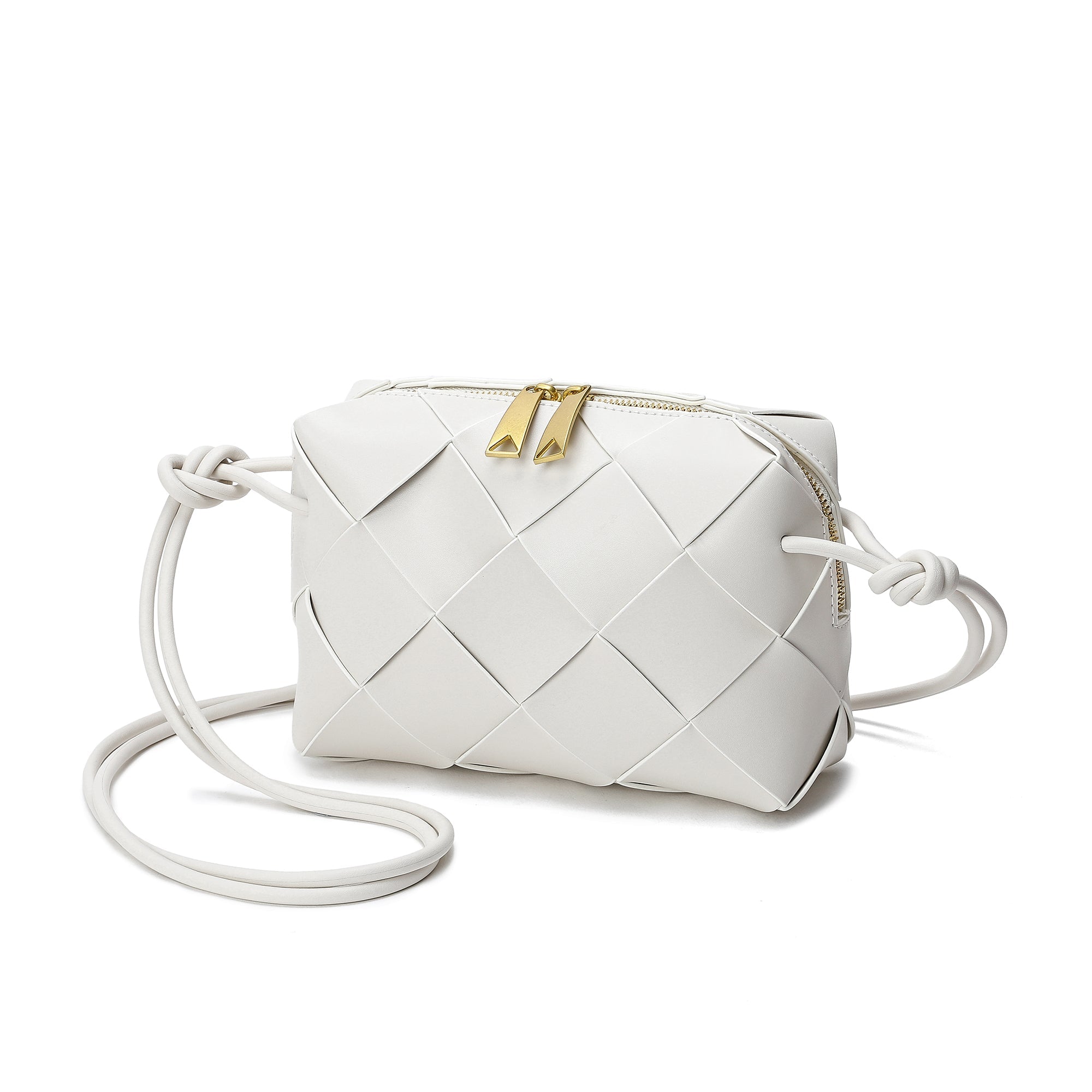 2495 Tiffany & Fred Smooth Woven Leather Top Handle Crossbody Shoulder Bag