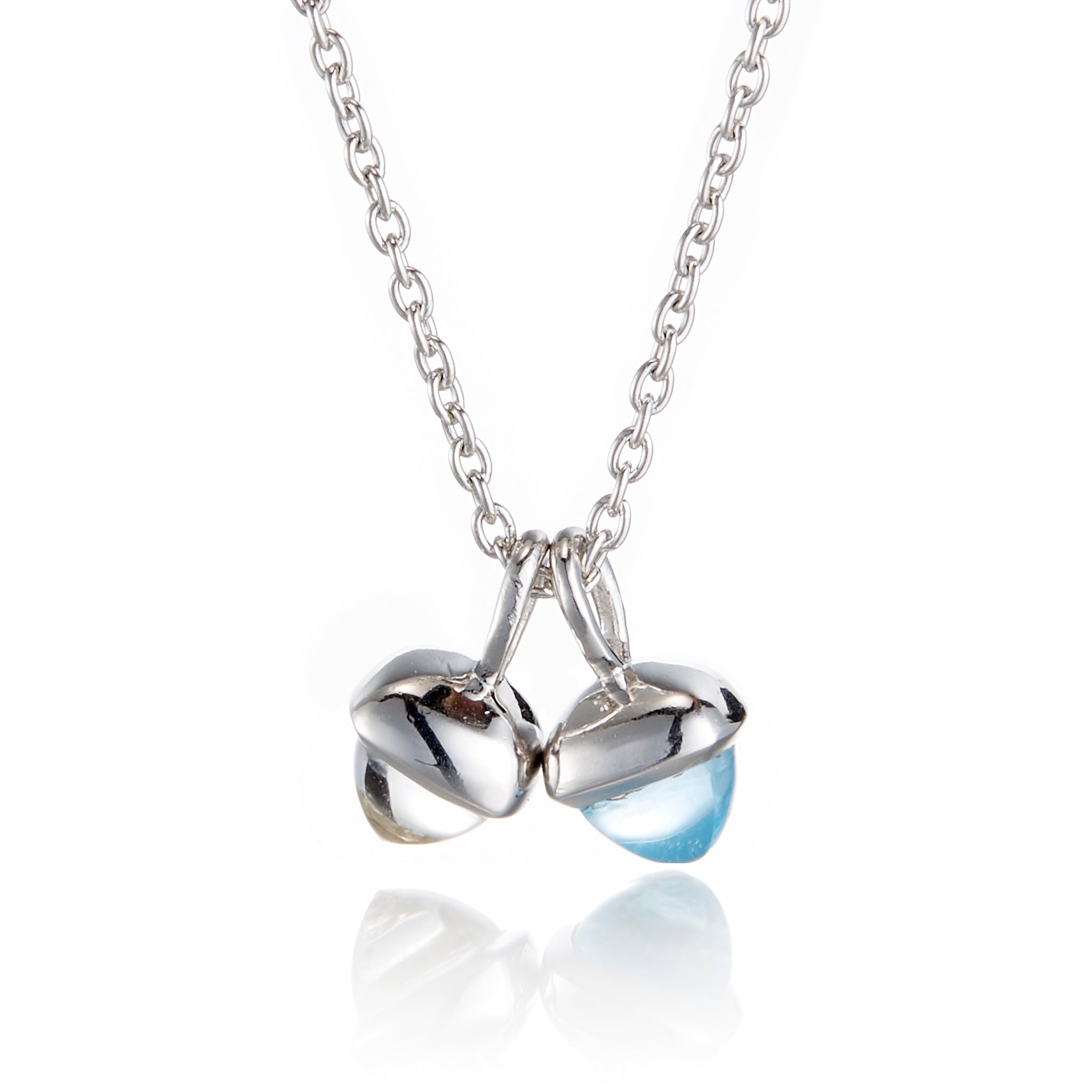 GUMP'S SIGNATURE Swiss Blue Topaz & Quartz Double Pendant Necklace