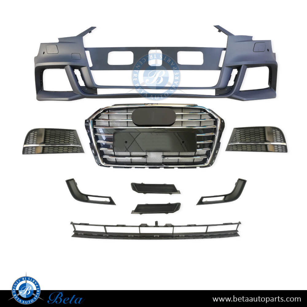 BETAAUTOPARTS Audi A3 S Line (2017 2019), Front Bumper with Park Assist with Washer, China, 8V5807065AH