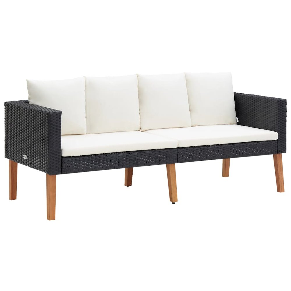 2736 2 Seater Garden Sofa with Cushions Poly Rattan Black  310216