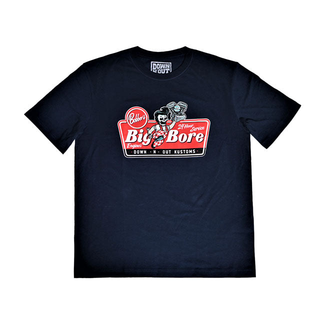 Down n Out Big Bore t shirt navy blue   Size XL
