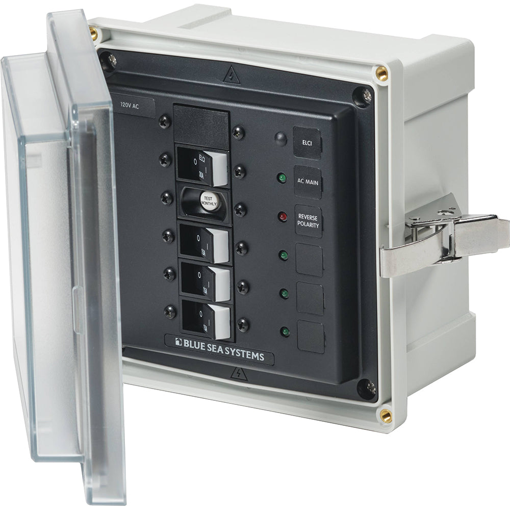 Blue Sea 3128   SMS Panel Enclosure w/ELCI (30A) & 3 Branch (15A)   120V AC