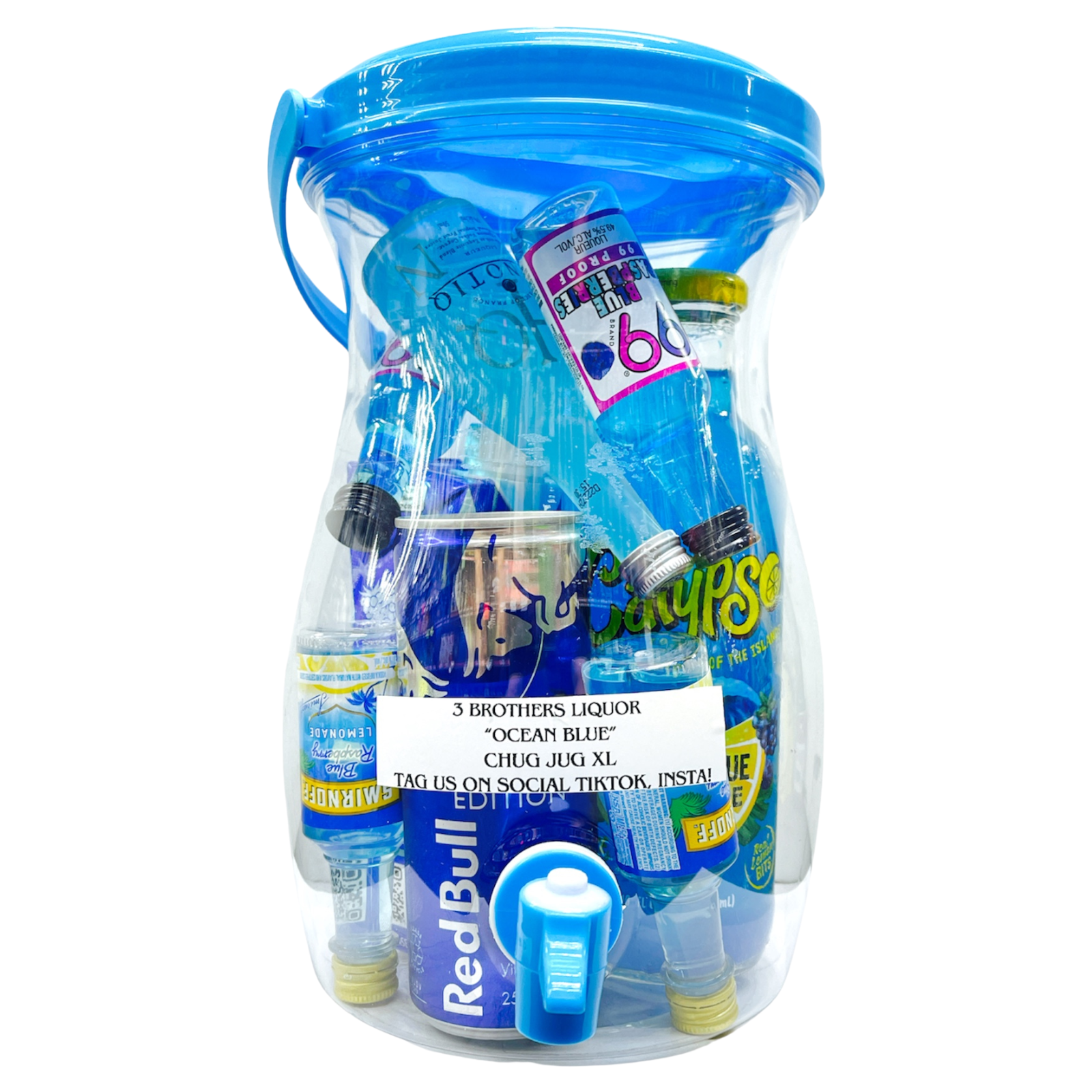 3 Brothers Liquor "Ocean Blue" Chug Jug XL Party Bucket