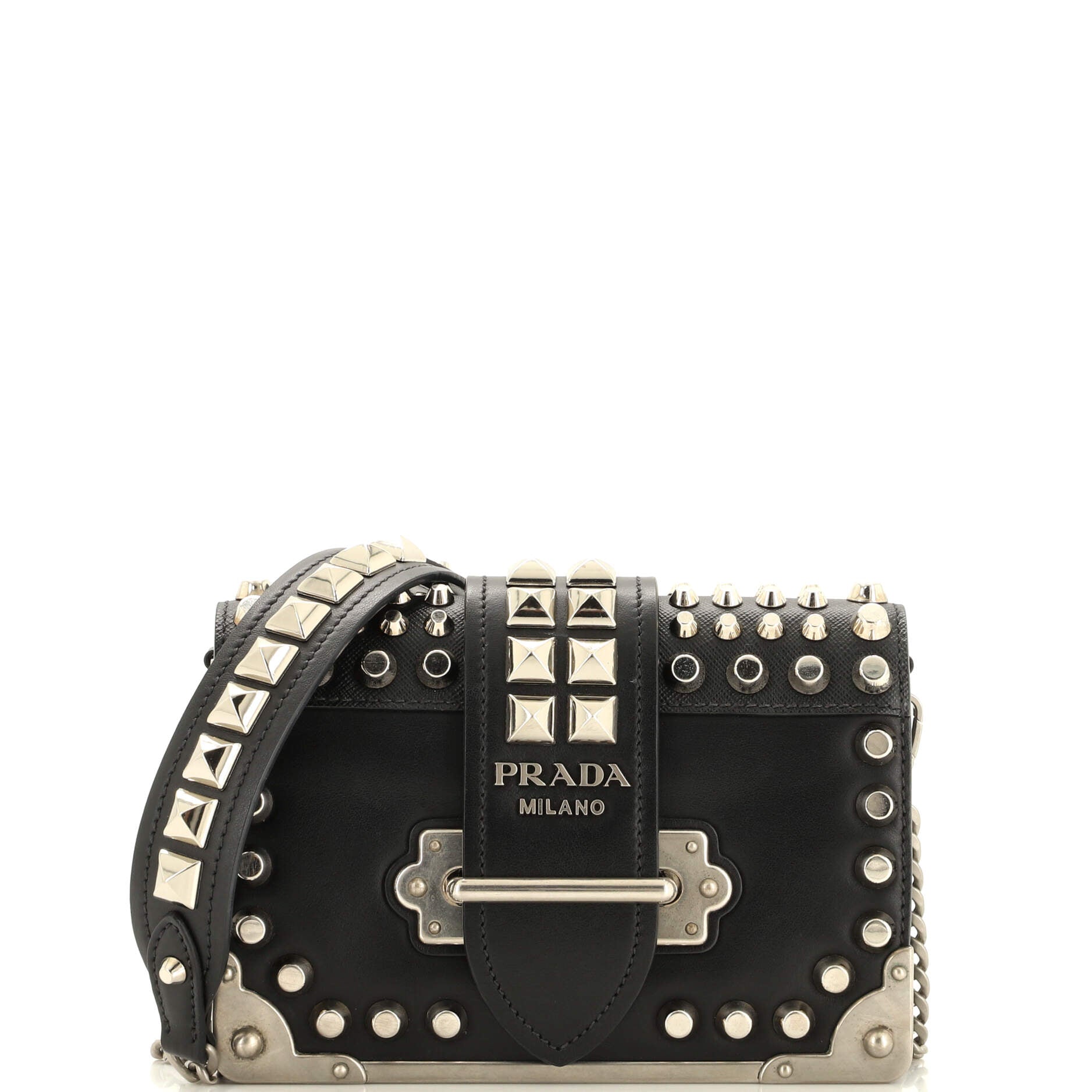 2860 Cahier Crossbody Bag Studded City Calf with Saffiano Small