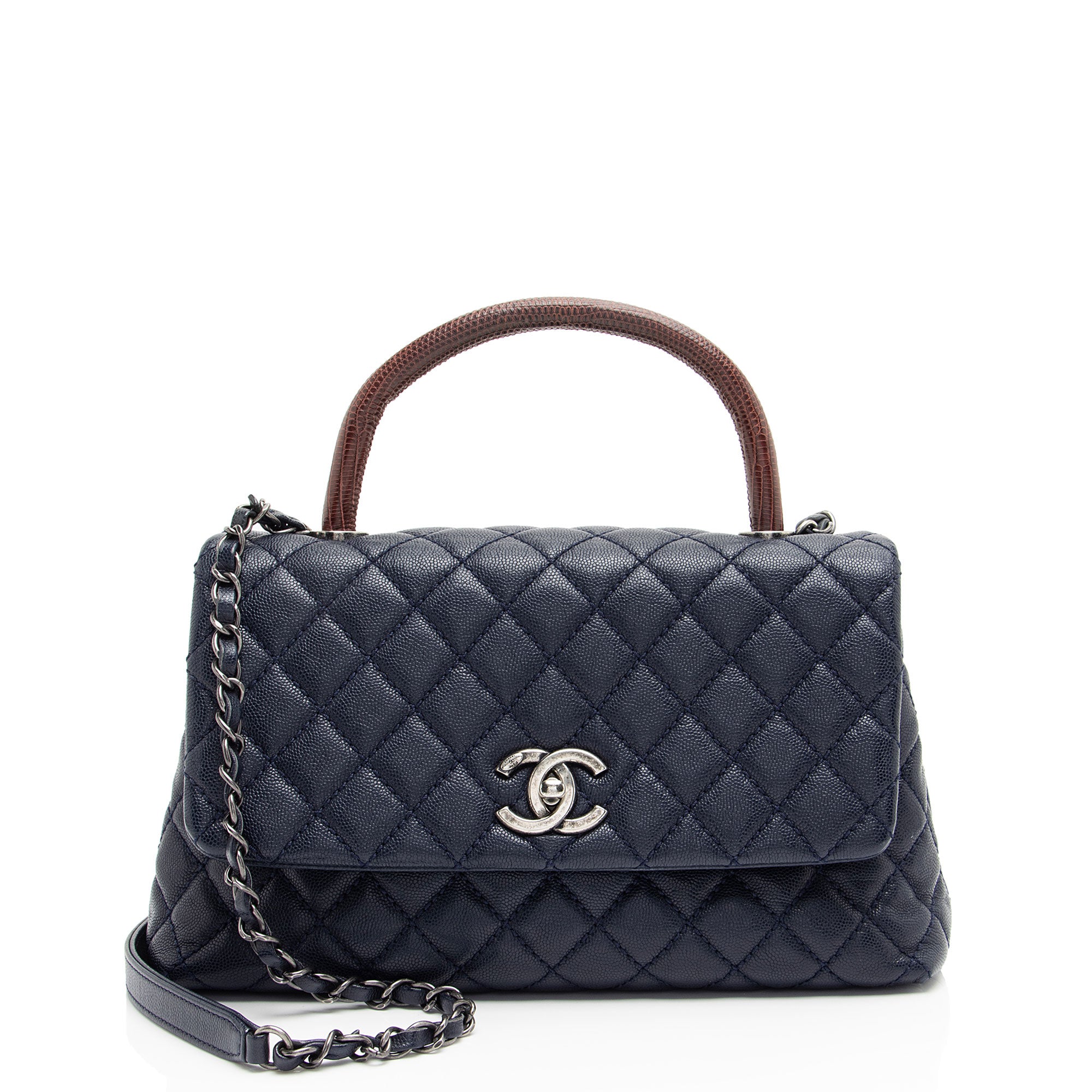 2869 Chanel Caviar Leather Lizard Coco Small Top Handle