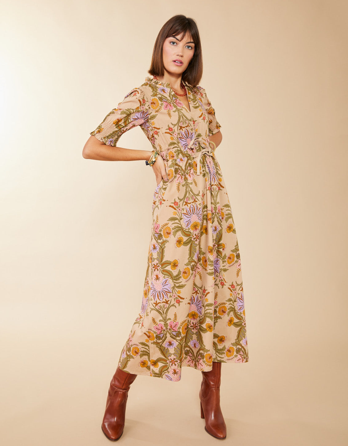 SPARTINA 449 Tatum Midi Dress Mystic Moss Motif
