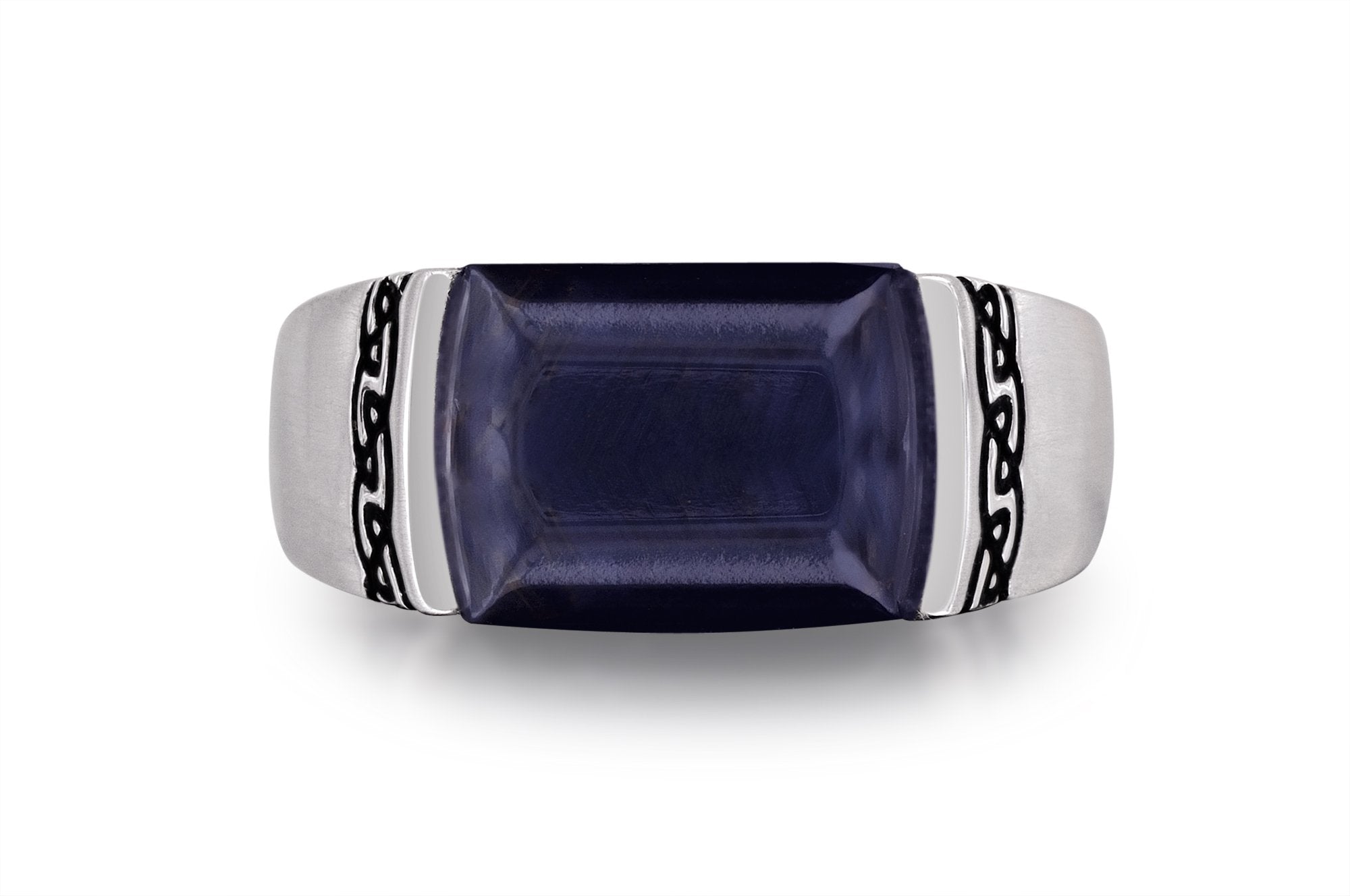 3939 Blue Pietersite Celtic Sterling Silver Men Signet Ring