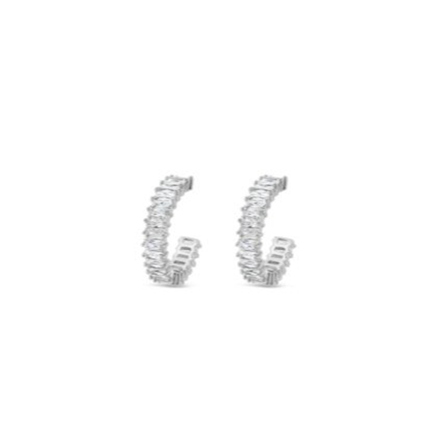 ABSOLUTE JEWELLERY Absolute CZ Baguette Half Hoops  Silver