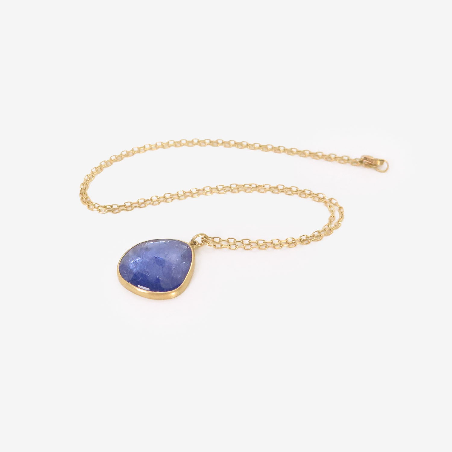 LOLA BROOKS 18K & TANZANITE PEBBLE PENDANT  13.69CT