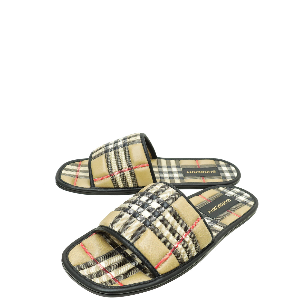 Burberry Archive Beige Quilted Alixa Flat Slide Sandals 36