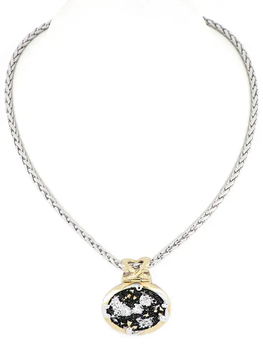 JOHN MEDEIROS JEWELRY COLLECTIONS Carvão Collection   Large Oval Lava Pendant with Chain