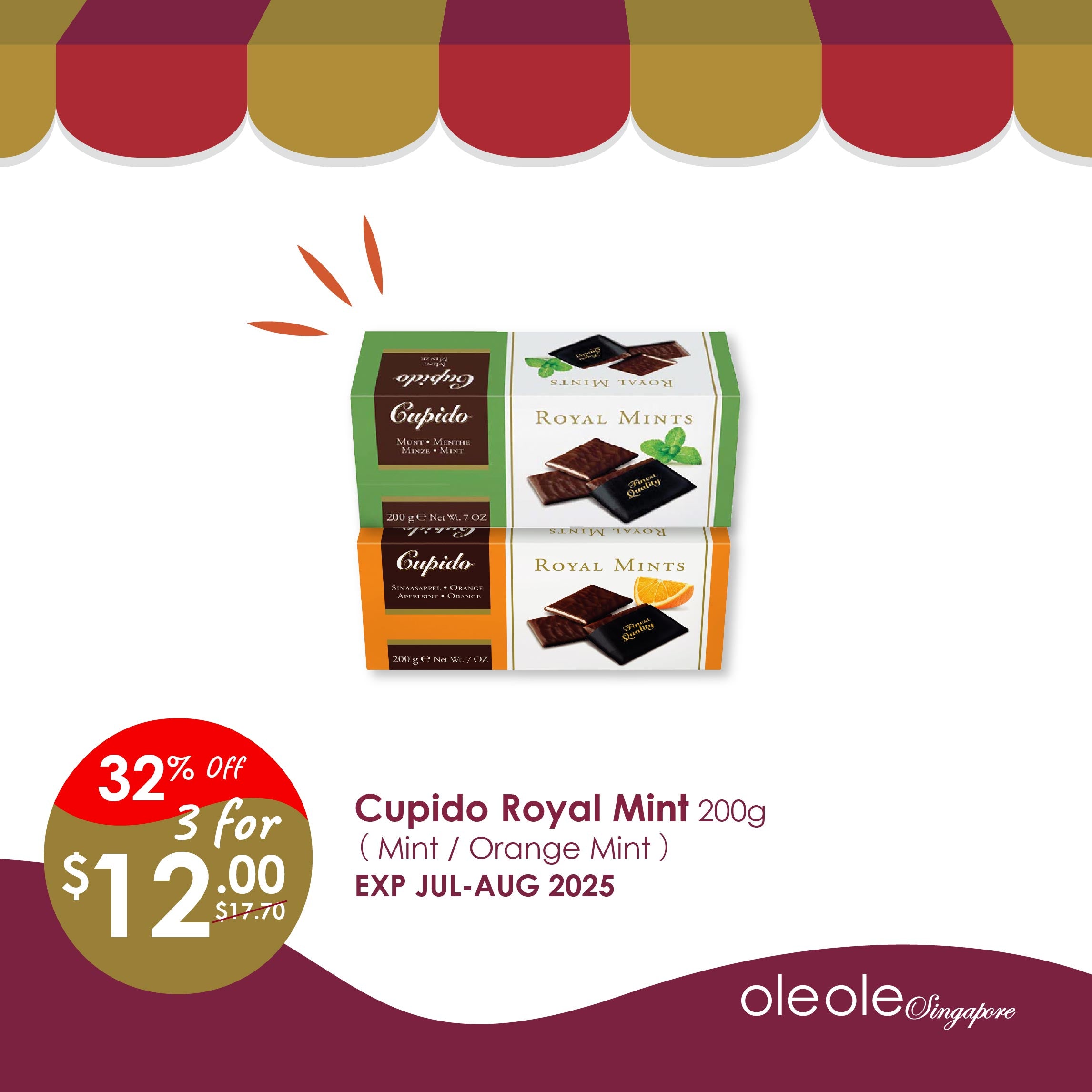 3 for $12 Cupido Royal Mints 200g