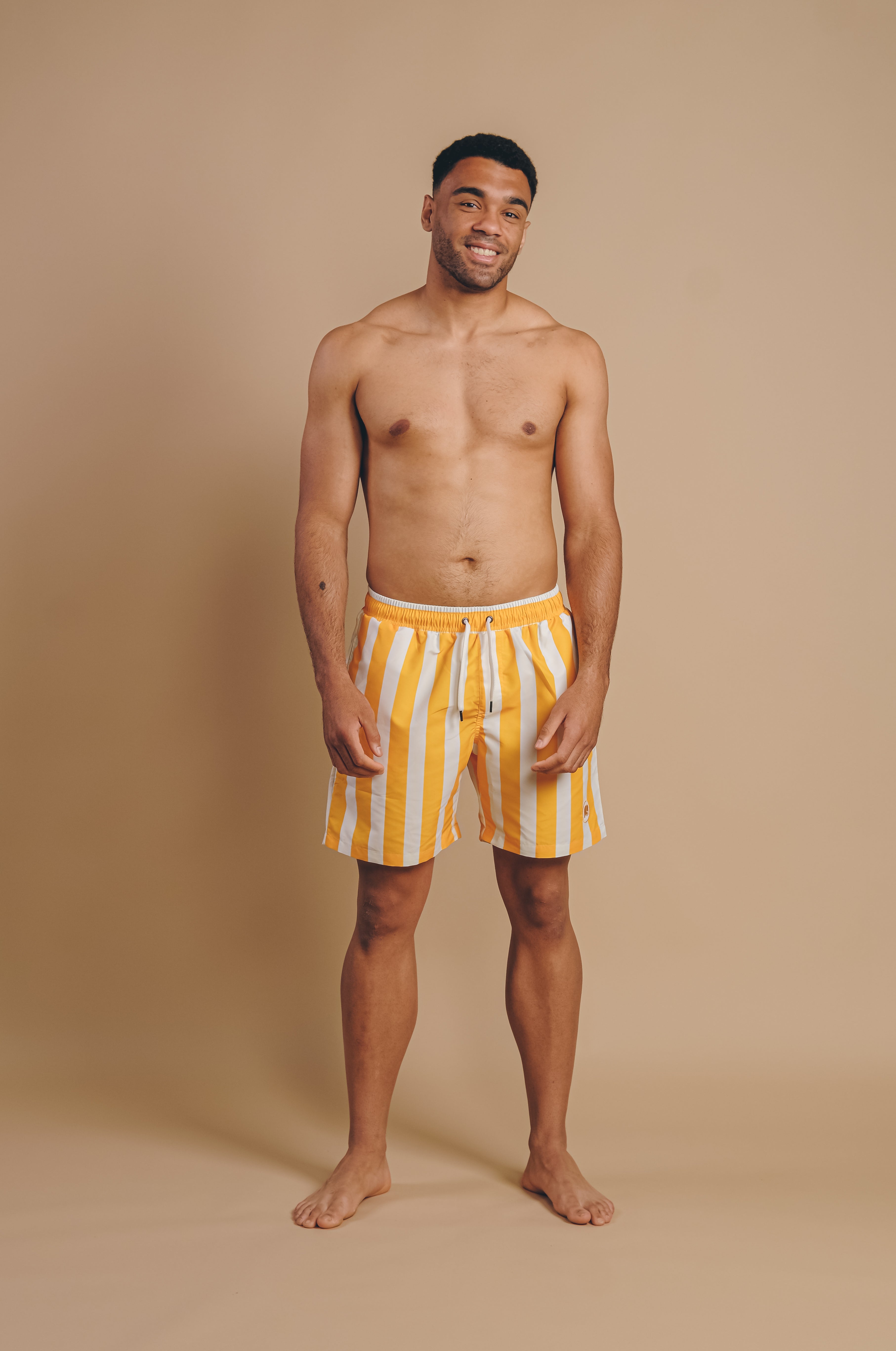 TRENDSPLANT Beach Club Swim Shorts Striped Golden