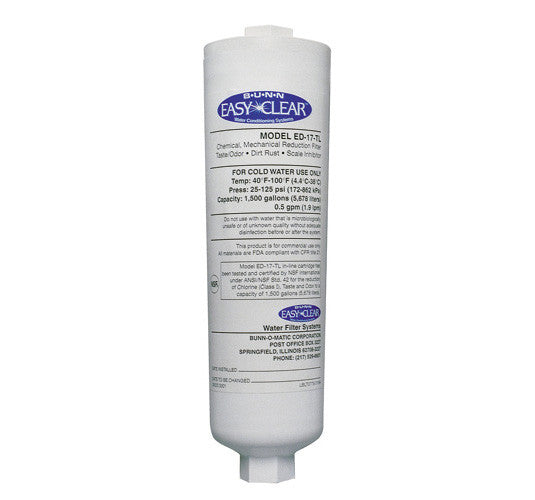 BUNN WATER FILTER,IN LINE ED 17 TL (Case of 12)