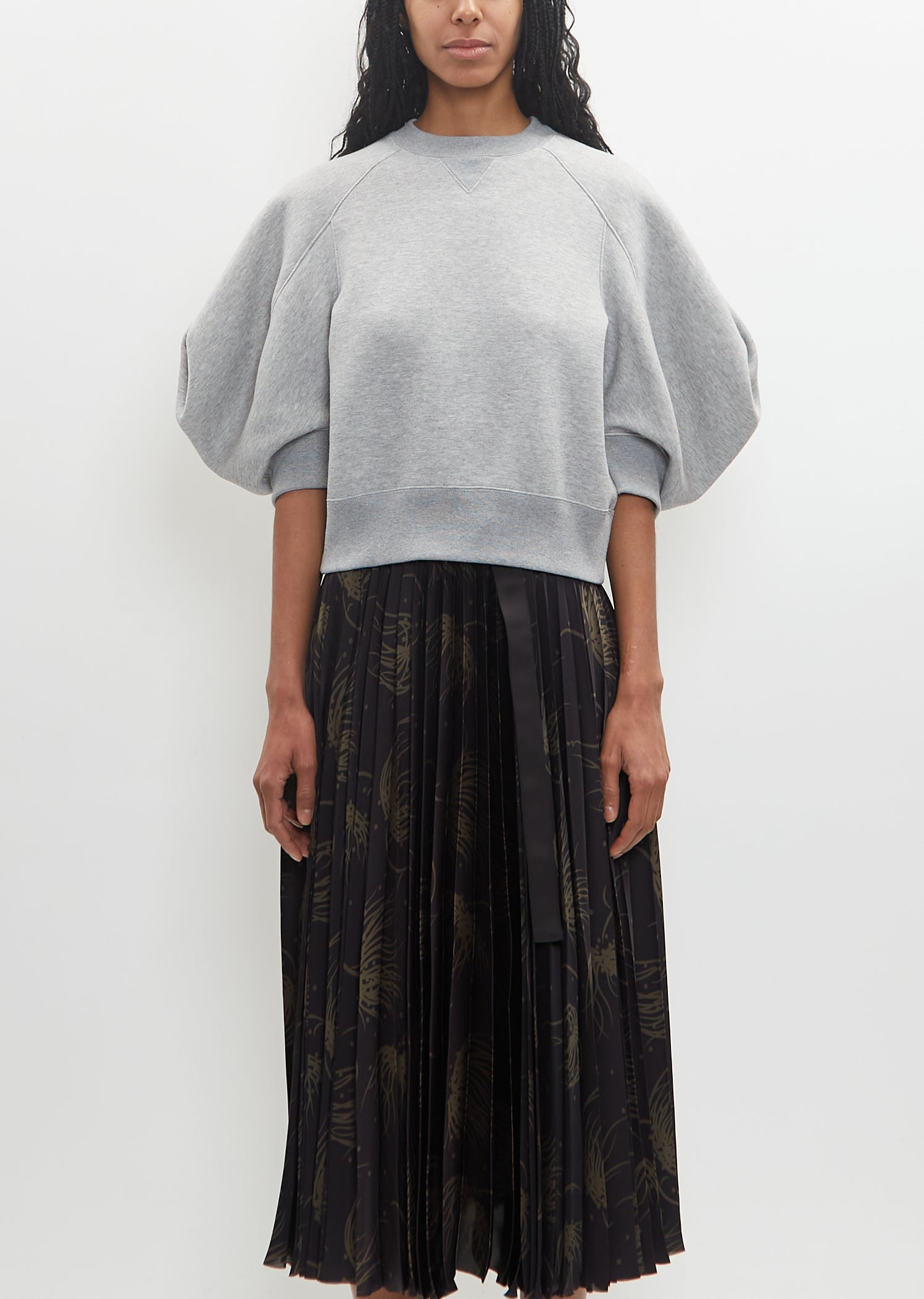 SACAI Cotton Sponge Sweat Pullover — Light Gray