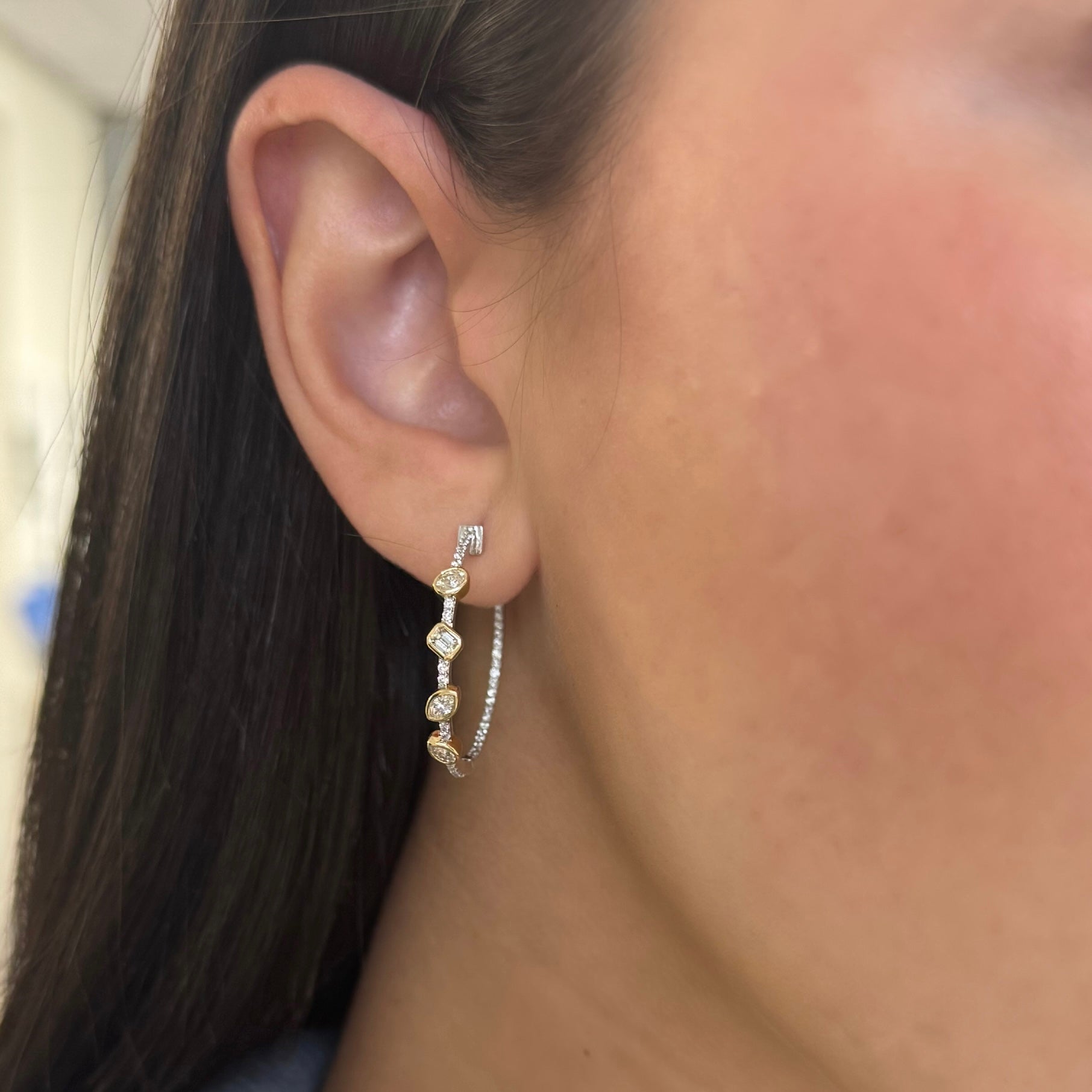 JK4 14K TWO TONE GOLD DIAMOND SALLY HOOPS