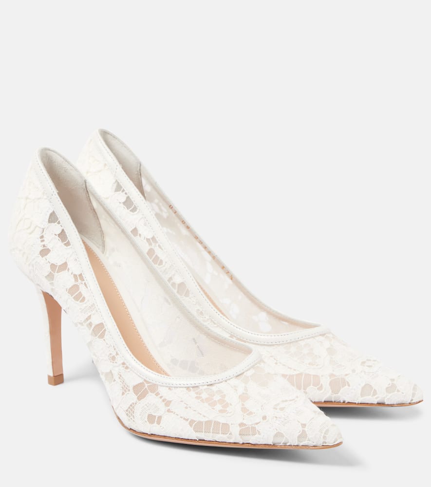 Gianvito Rossi Lyon 85 leather trimmed lace pumps