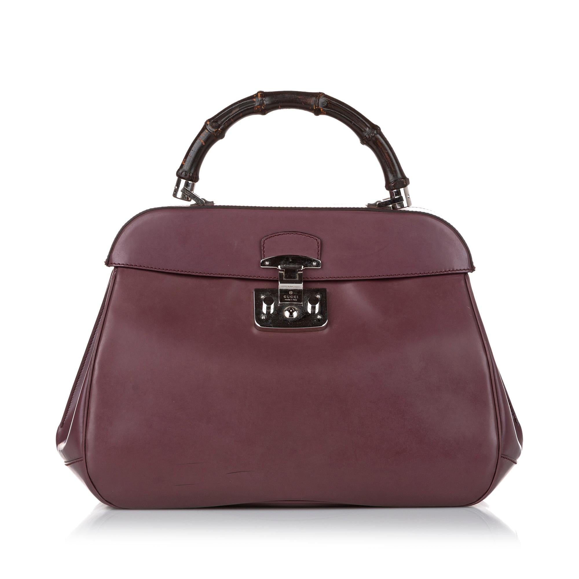 Gucci Bamboo Lady Lock Leather Handbag (SHG OZa9ZR)