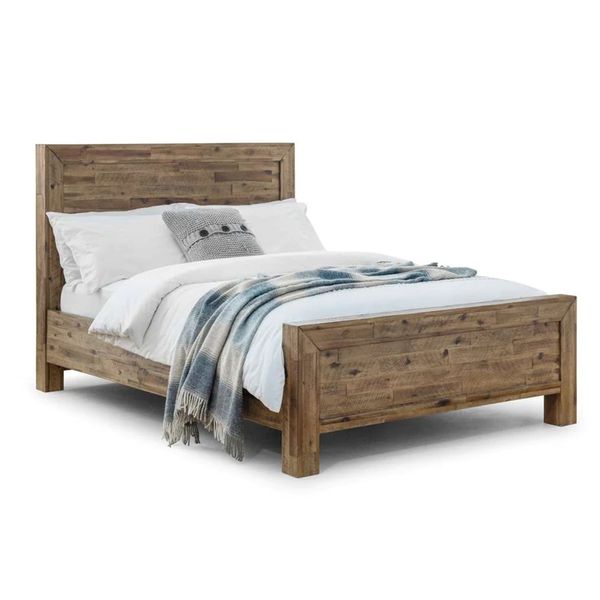 JULIAN BOWEN Hoxton Bed 135cm Double Solid Acacia Rustic Oak Finish