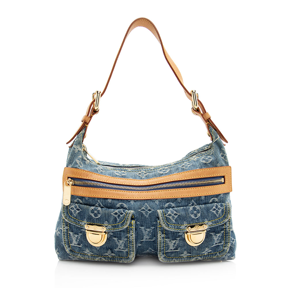 Louis Vuitton Monogram Denim Baggy PM Shoulder Bag (SHF 20300)