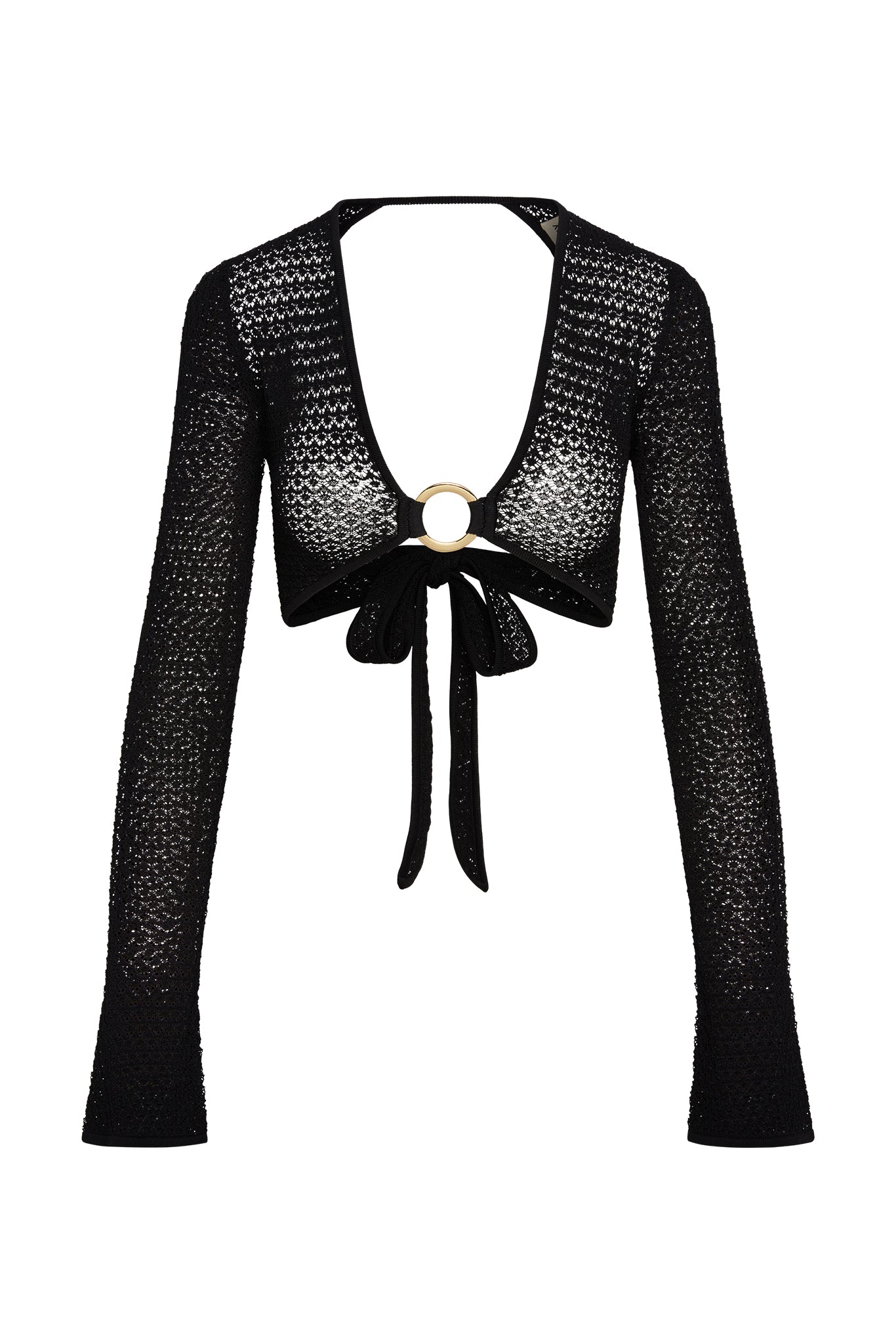 MONDAY SWIMWEAR Montego Crop Top   Black Lace Crochet
