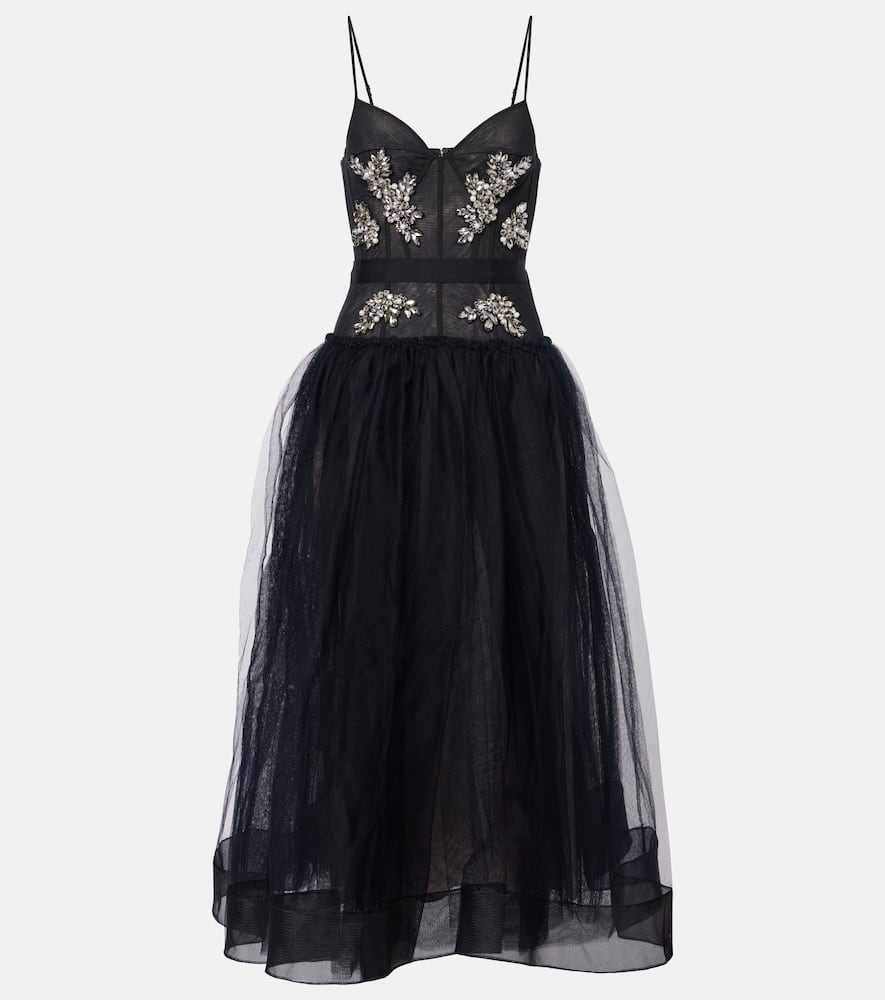 Erdem Embellished tulle bustier dress