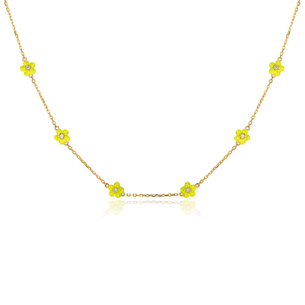 ANNA ZUCKERMAN Petit Daisy Yellow Necklace