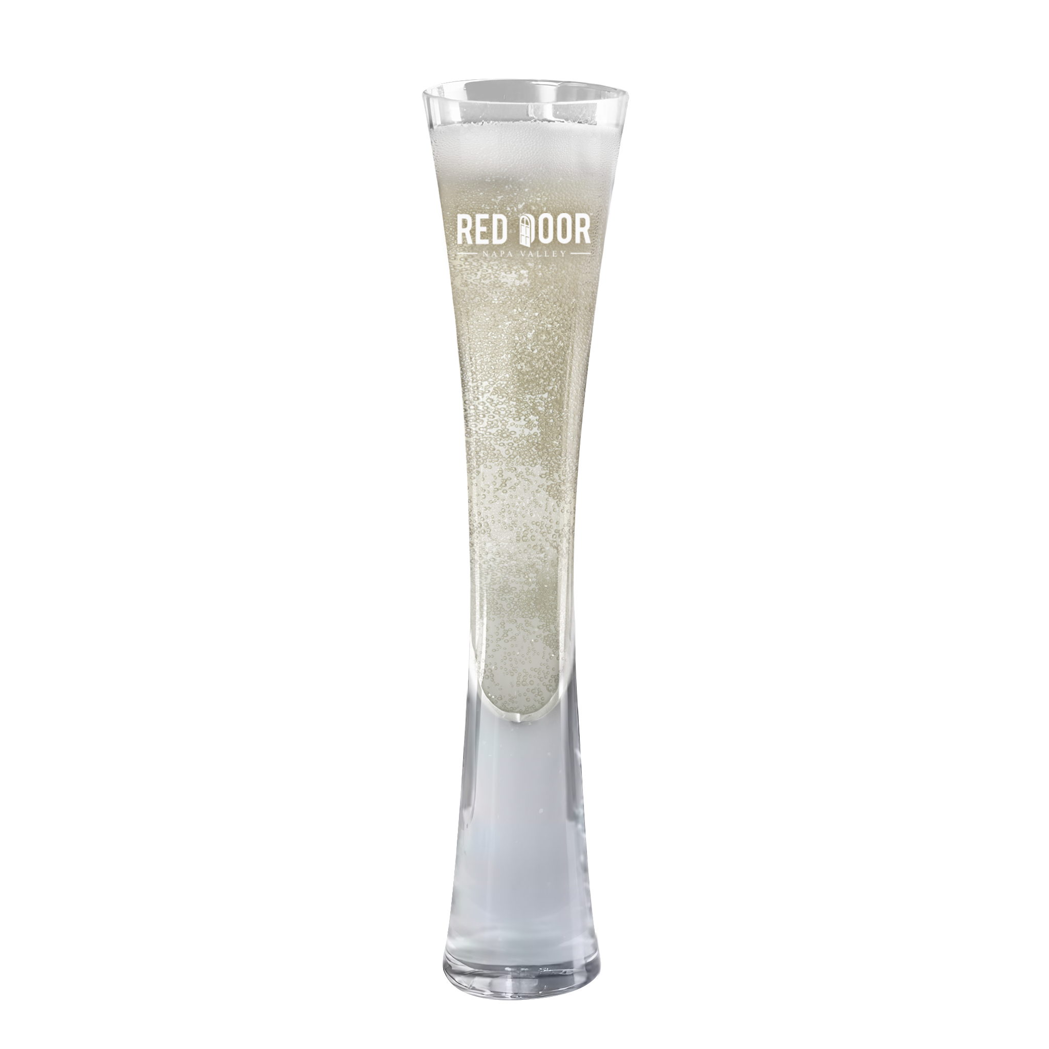 SIGMA PHI EPSILON   RED DOOR Hand Blown Artisan Crafted Champagne Flute