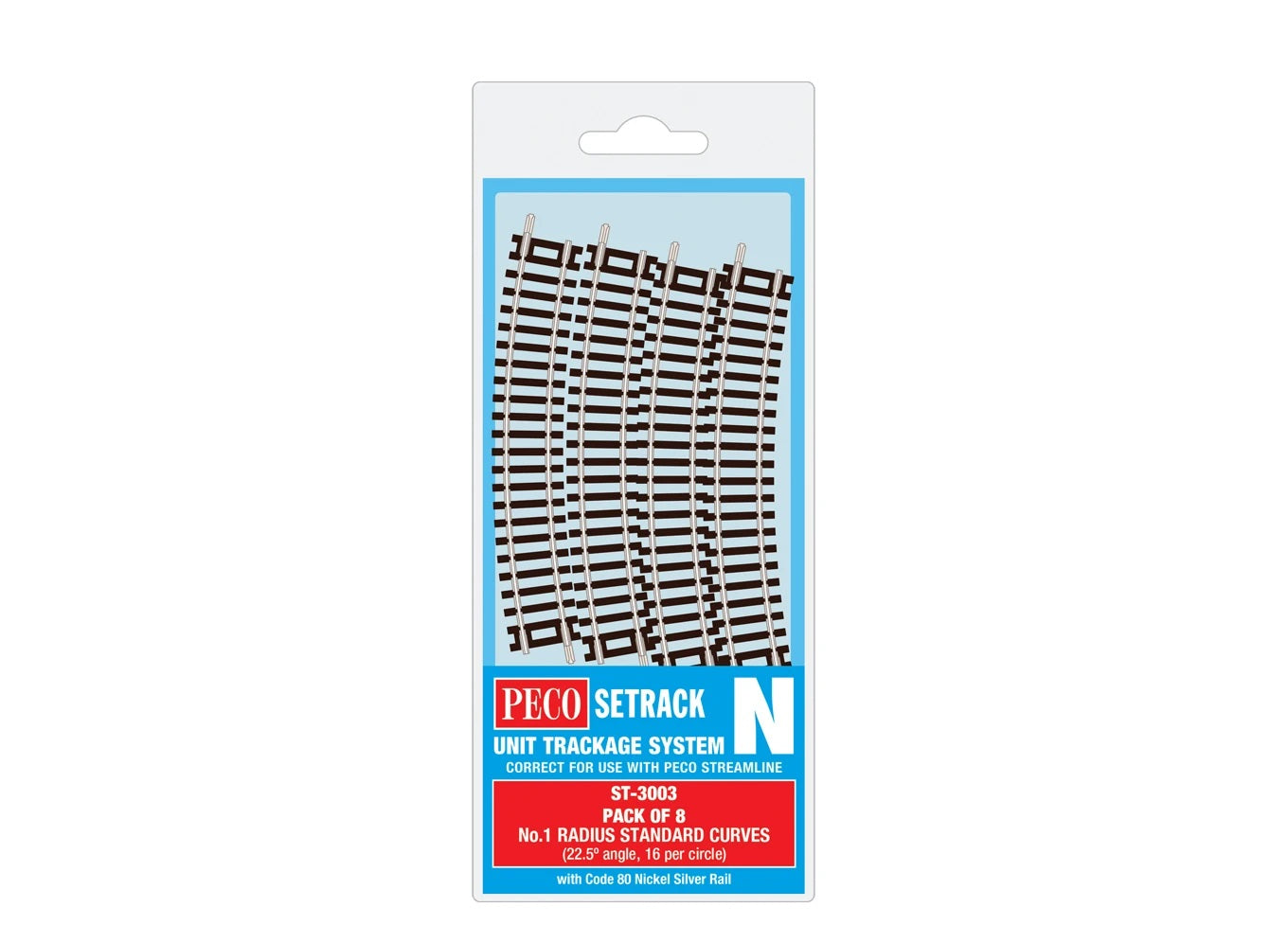 Peco   ST 3003   Standard Curve   1st Radius   Pack of 8 (N Scale)