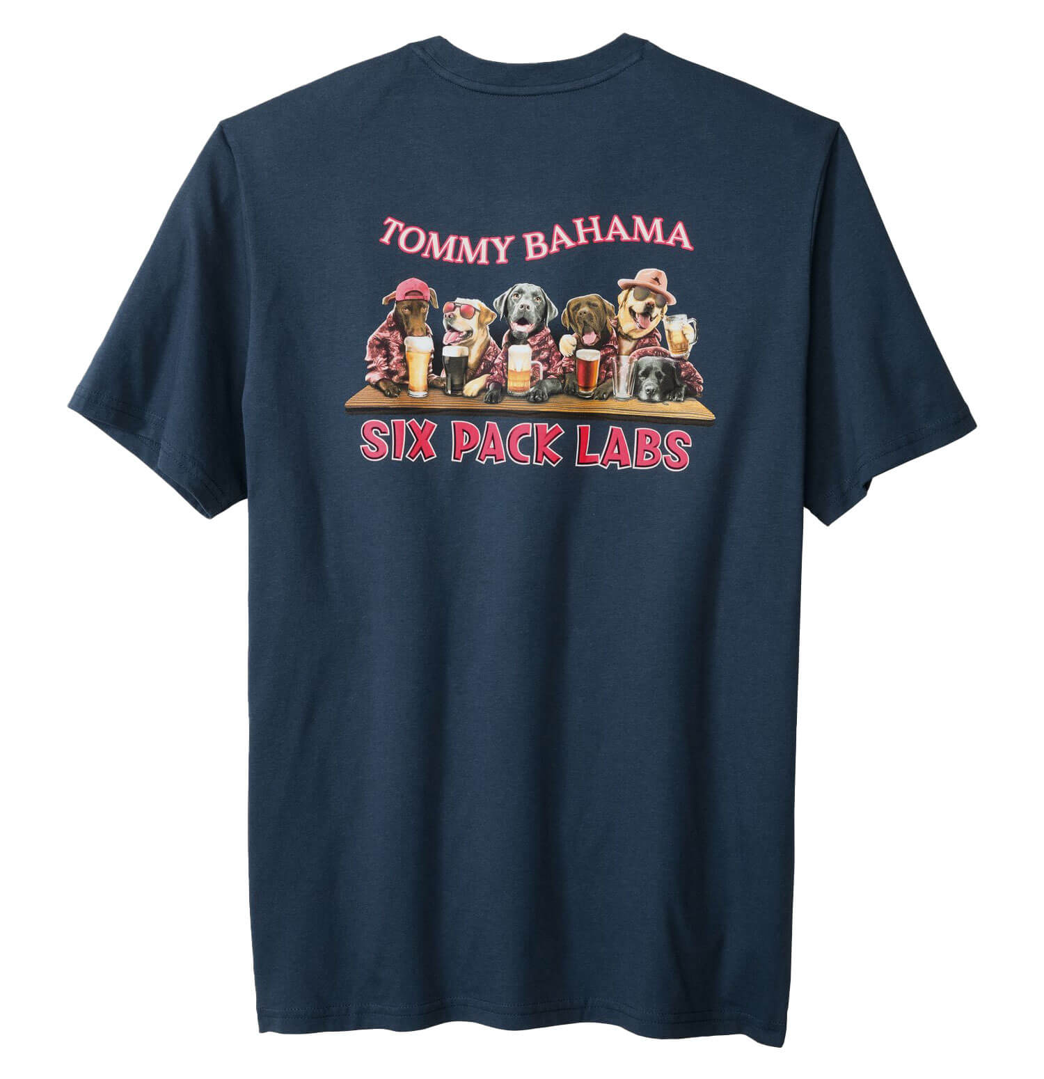 TOMMY BAHAMA MENS Tommy Bahama Six Pack Labs T Shirt   Navy