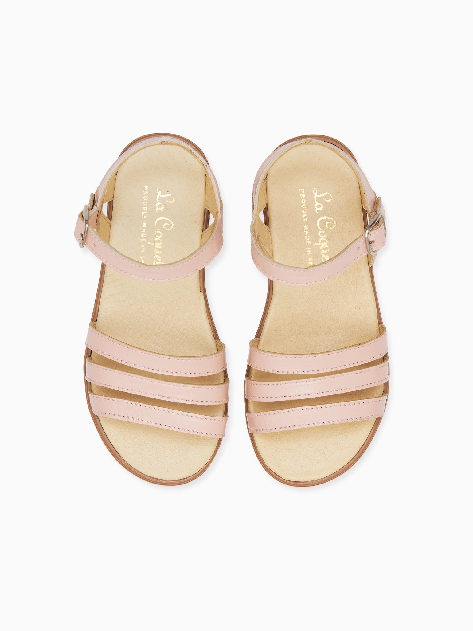 LA COQUETA KIDS Pink Siena Leather Girl Sandals