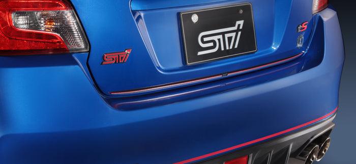 SUBARU JAPAN Subaru JDM STI Trunk Lid Garnish Black / Silver w/Cherry Red Stripe WRX / STI 2015 2021   ST91042VV070