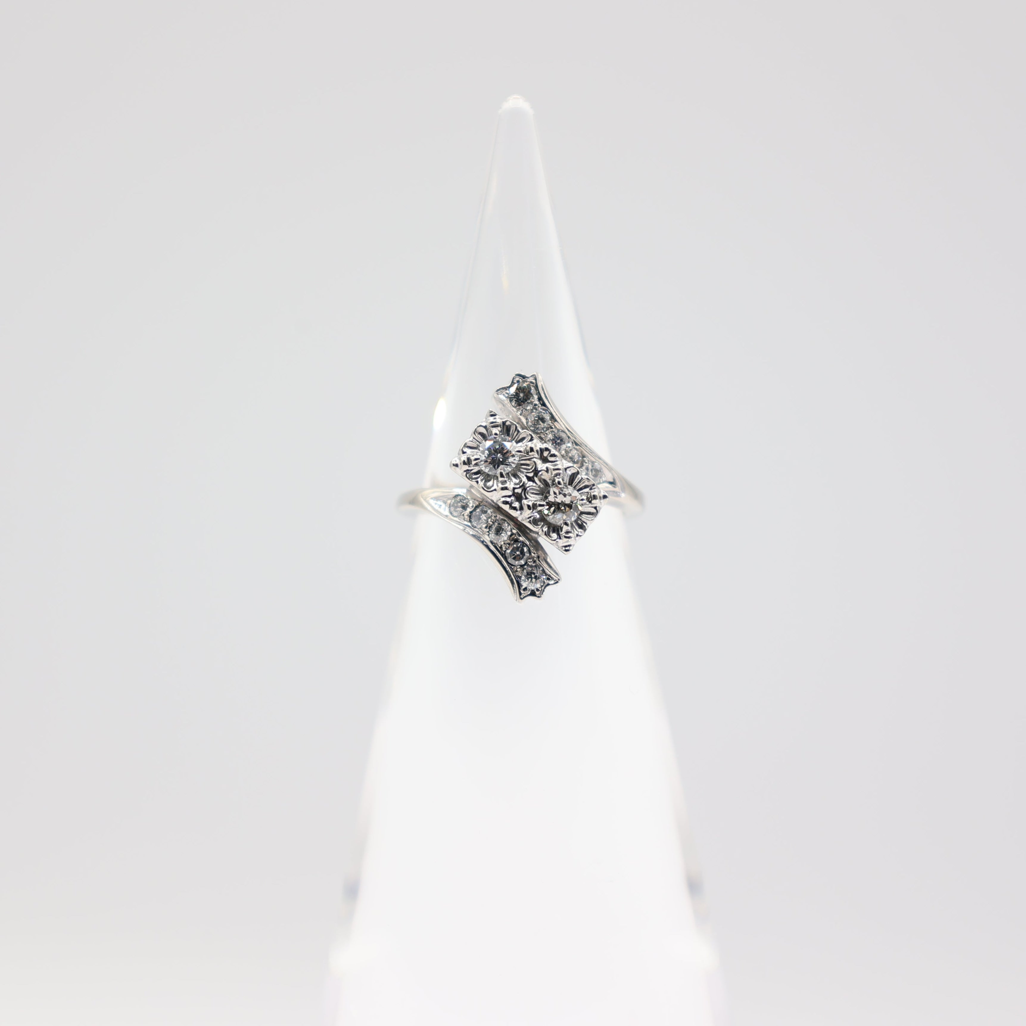 ANNIE MCCONNELL'S RENEWED ELEGANCE 14k White Gold Diamond 3 Tier Ring  Size 5.5