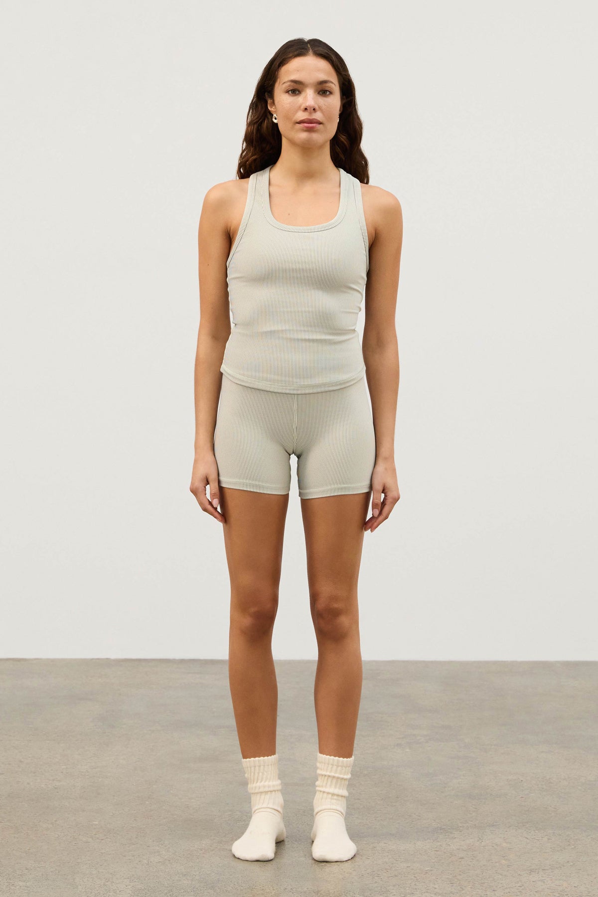 ZULU & ZEPHYR Stripe Rib Racer Back Tank   Coconut