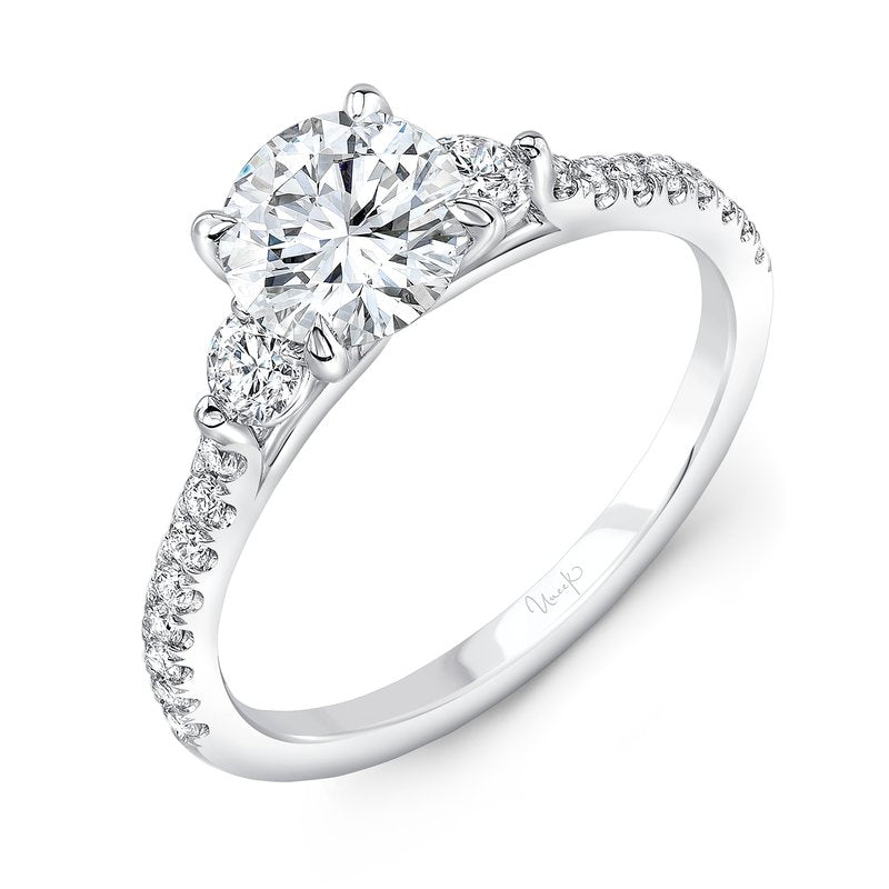 UNEEK Three Stone Round Engagement Ring