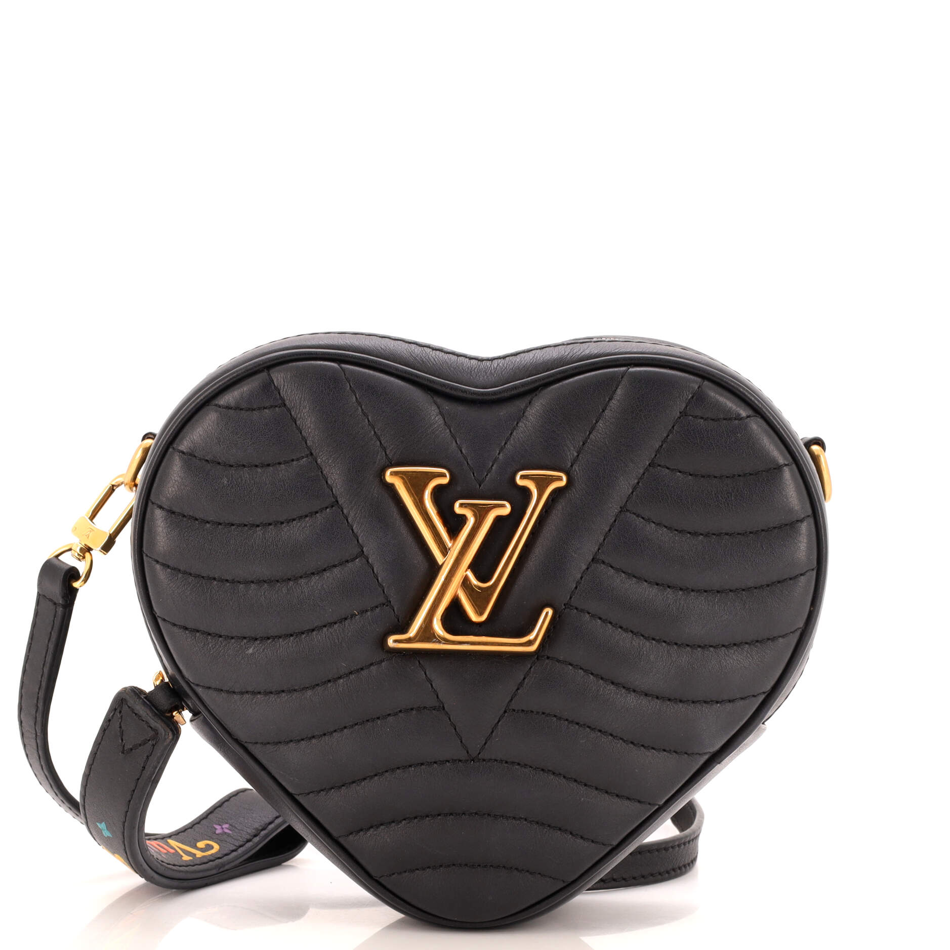 2860 New Wave Heart Crossbody Bag Quilted Leather