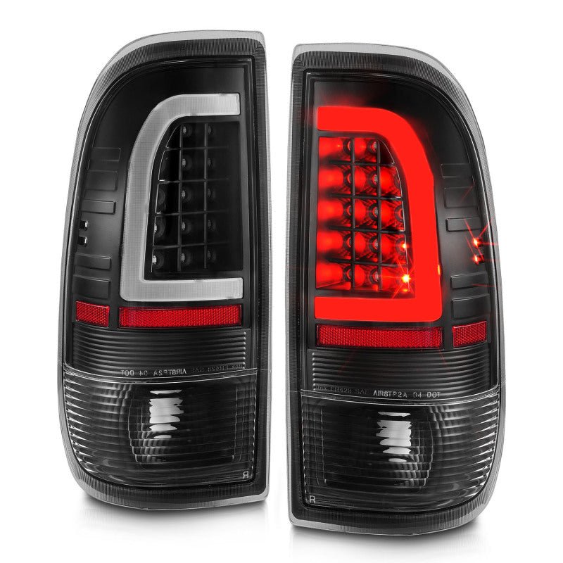 ANZO 1997 2003 Ford F 150 LED Tail Lights w/ Light Bar Black Housing Clear Lens