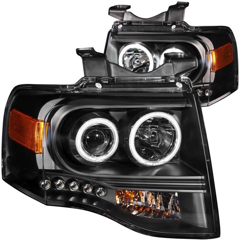 ANZO 2007 2014 Ford Expedition Projector Headlights w/ Halo Black