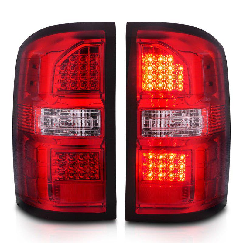 ANZO 2014 2018 GMC Sierra LED Tail Lights Black Housing Red/Clear Lens