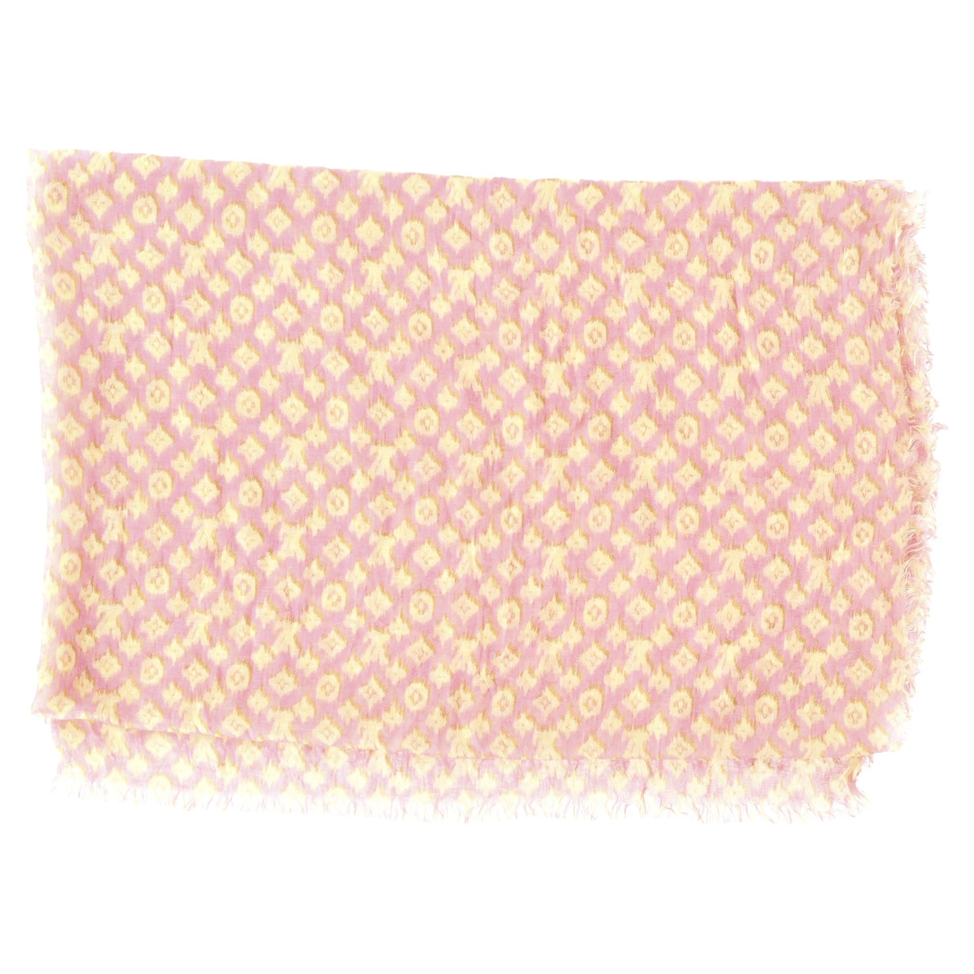 2604 Louis Vuitton Monogram Logo Scarf in Pink Wool Silk Blend