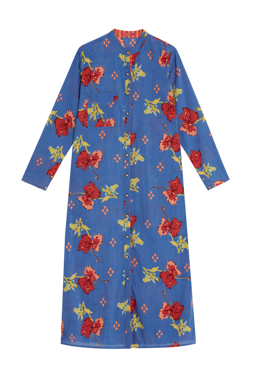 Lisa Corti Long Open Kurta in Ibisco Royalblue