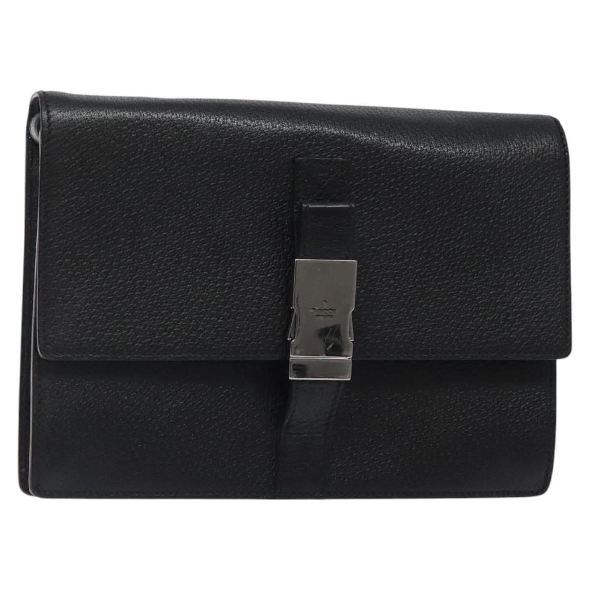 GUCCI Clutch Bag Leather Black 131213 Auth bs25616