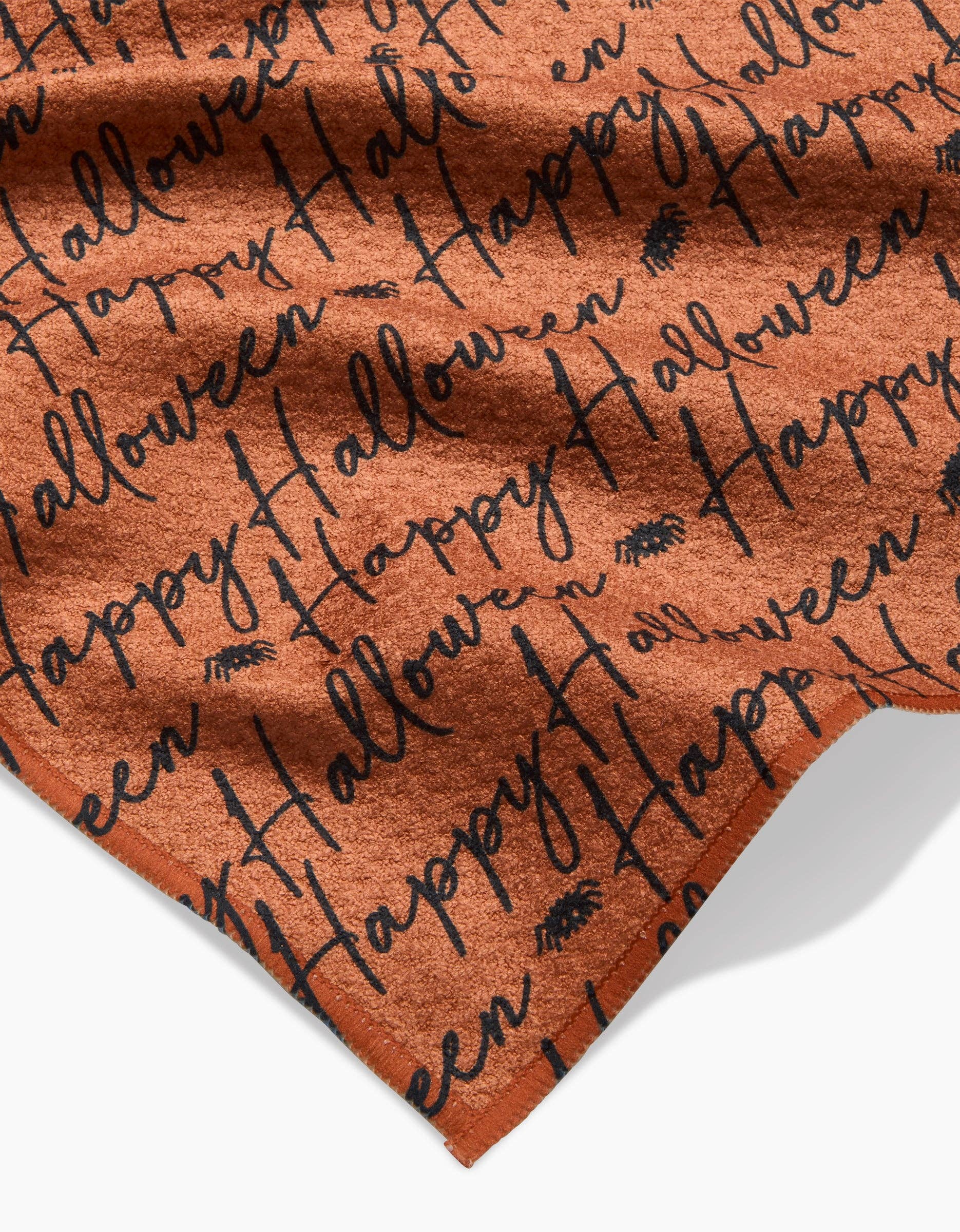 GEOMETRY Halloween Script Orange Bar Towel
